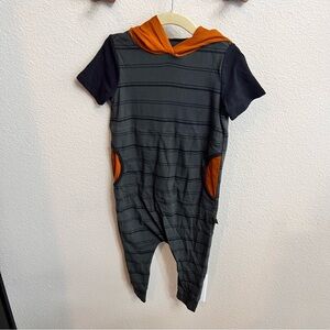 Rags to RACHES Kids Hooded One-Piece Romper in Charcoal & Rust 2T